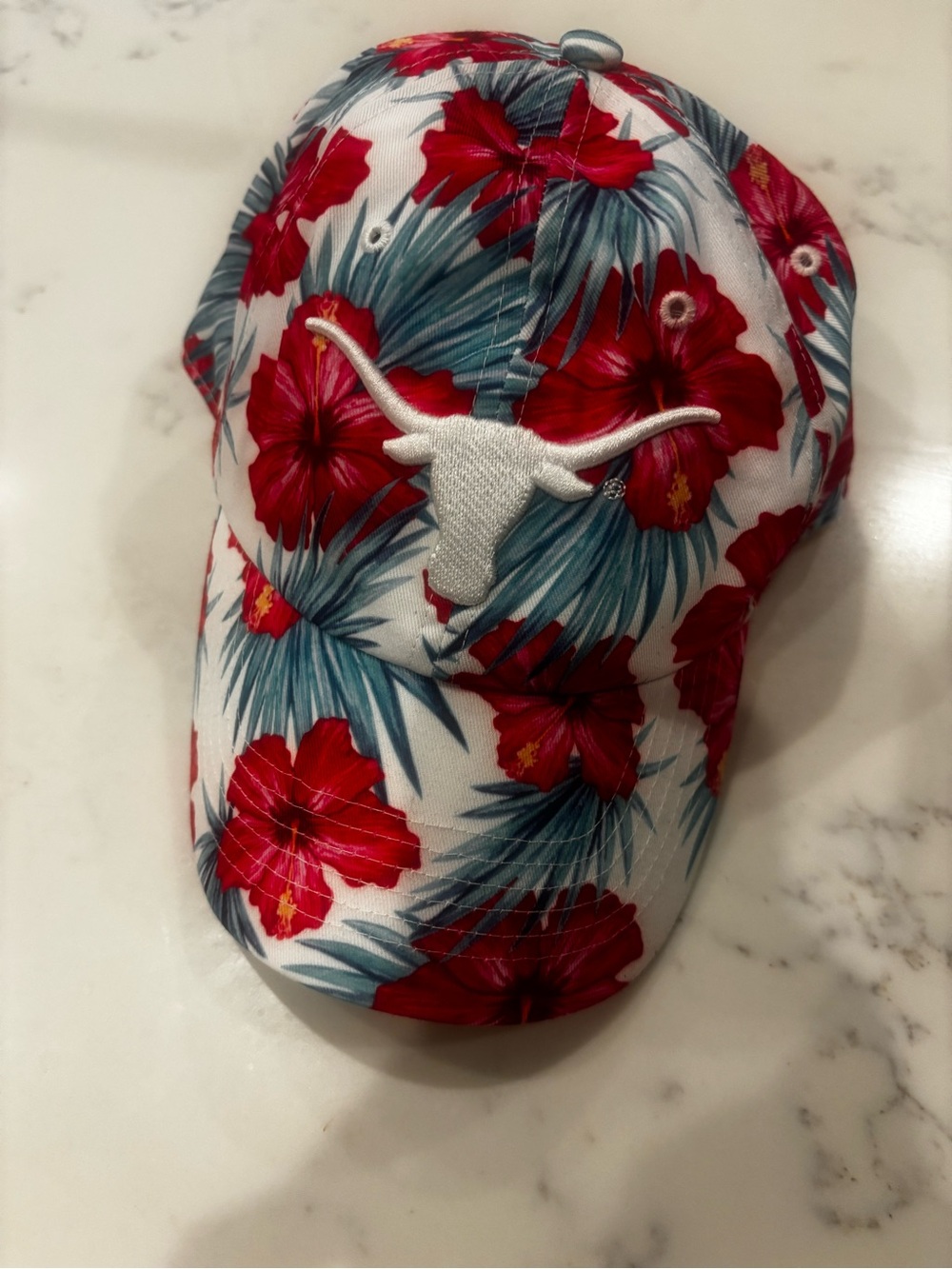 47 Women's Longhorn Floral Cap in White, Pink, Teal